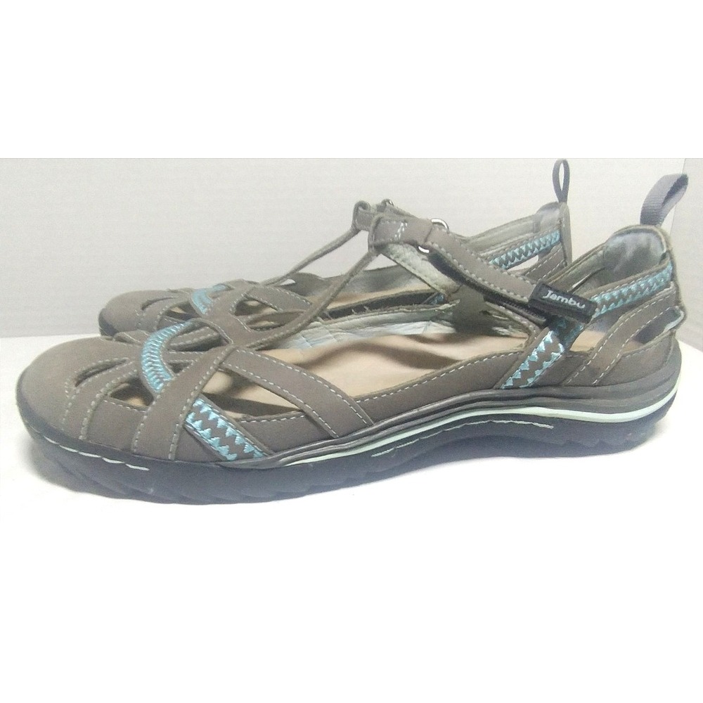 Jambu Charley Grey Blue Leather Mary Jane Flats Shoes WJ15CHY19 Womens 10M